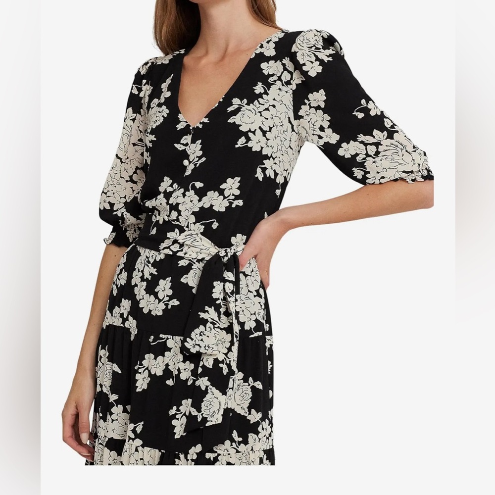 Lauren Ralph Lauren Floral Belted Midi Dress - size 8. - Picture 3 of 16